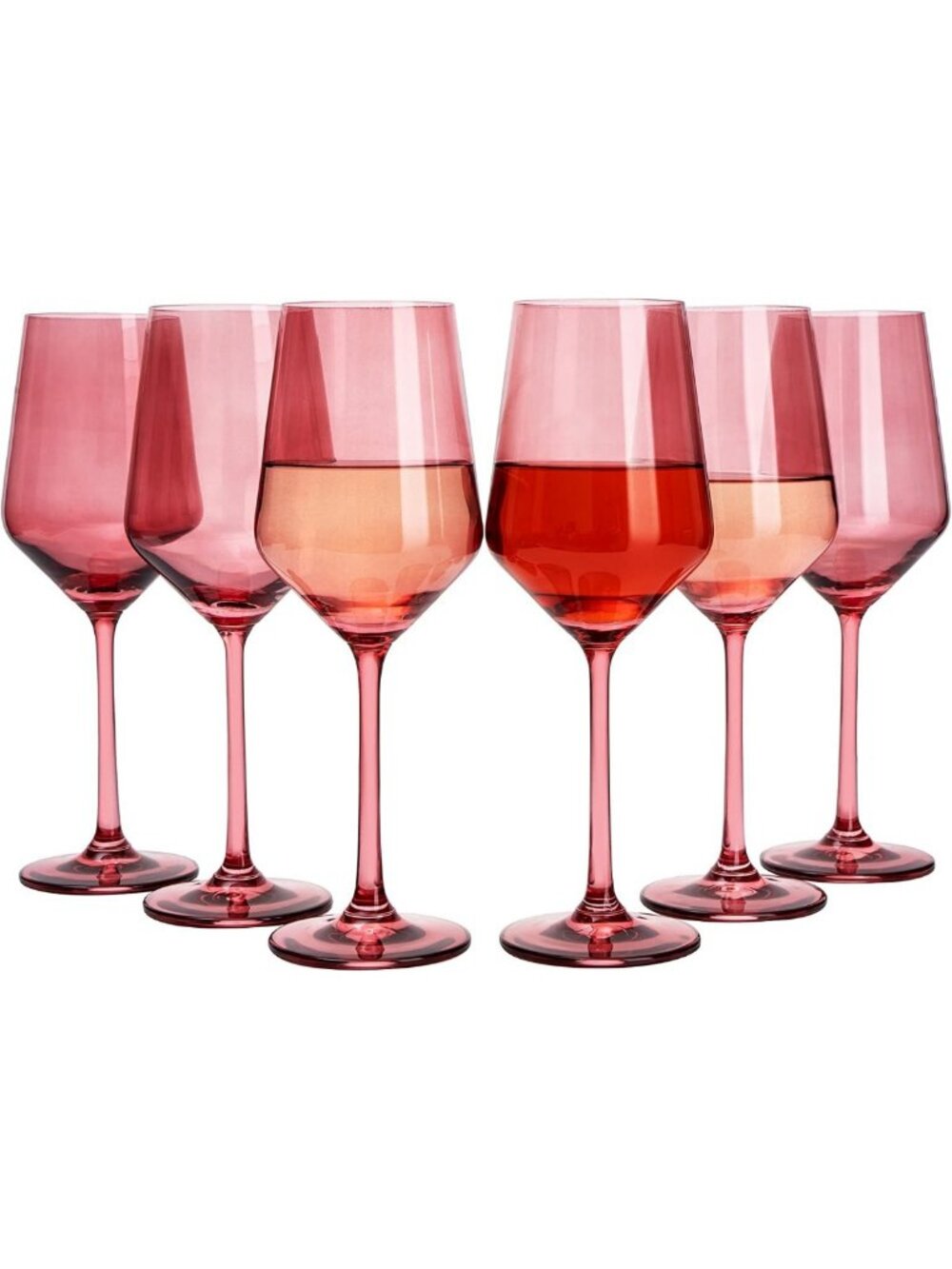 Elegant Red Rose Wine Glass Set - 12 oz Tall Stemmed Glasses for Cocktails